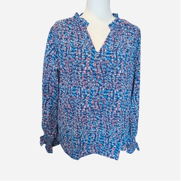mascomoda Tops - Chic Women's Blue and Pink Blouse